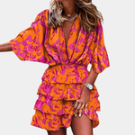 Mini Jurk met Tropisch Bladpatroon - CB - Dresses - Jurkjes.co