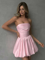 Mini Jurk met Tube Top en Effen Kleur - Mini Dresses - Jurkjes.co