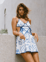 Mini Jurk met V-hals en Abstracte Print - Mini Dresses - Jurkjes.co