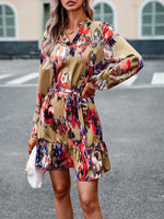 Mini Jurk met V-hals en Abstracte Print - Mini Dresses - Jurkjes.co