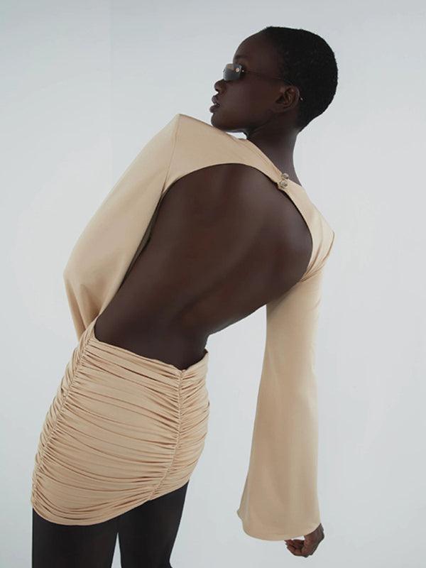 Mini Jurk met V-hals en Bloemenaccent - Mini Dresses - Jurkjes.co