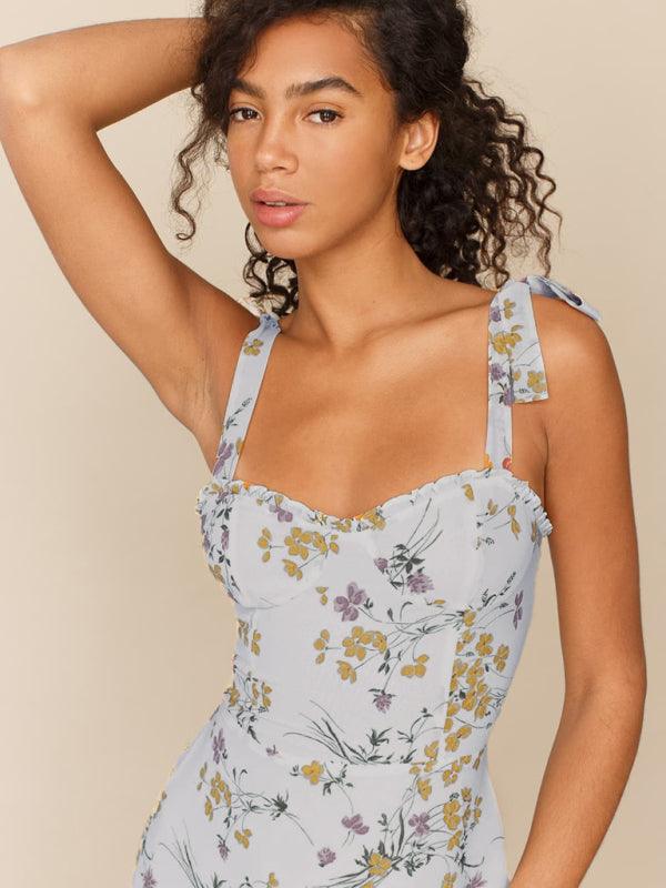 Mini Jurk met V-hals en Bloemenprint - Group13 - Jurkjes.co