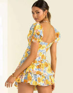 Mini Jurk met V-hals en Bloemenprint - Group14 - Jurkjes.co