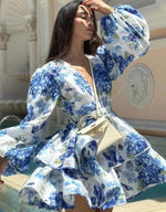 Mini Jurk met V-hals en Bloemenprint - Group14 - Jurkjes.co