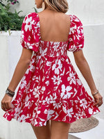 Mini Jurk met V-hals en Bloemenprint - Group3 - Jurkjes.co