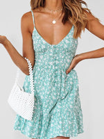 Mini Jurk met V-hals en Bloemenprint - Mini Dresses - Jurkjes.co