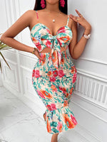 Mini Jurk met V-hals en Bloemenprint - Mini Dresses - Jurkjes.co