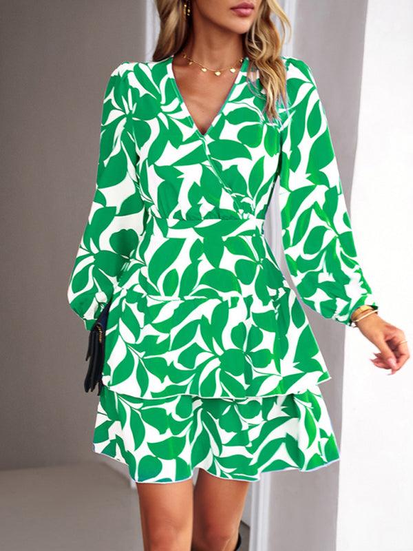 Mini Jurk met V-hals en Bloemenprint - Mini Dresses - Jurkjes.co