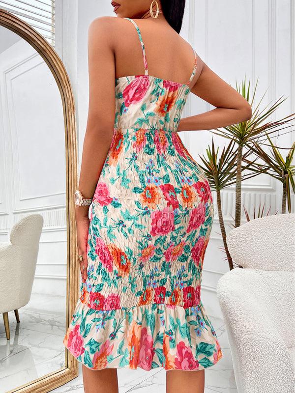 Mini Jurk met V-hals en Bloemenprint - Mini Dresses - Jurkjes.co