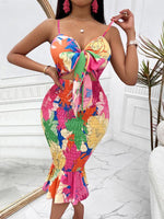 Mini Jurk met V-hals en Bloemenprint - Mini Dresses - Jurkjes.co