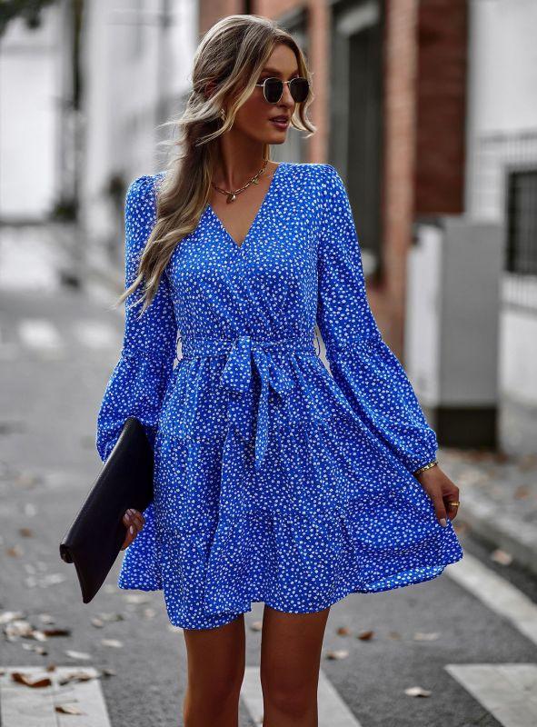 Mini Jurk met V-hals en Bloemenprint - Mini Dresses - Jurkjes.co