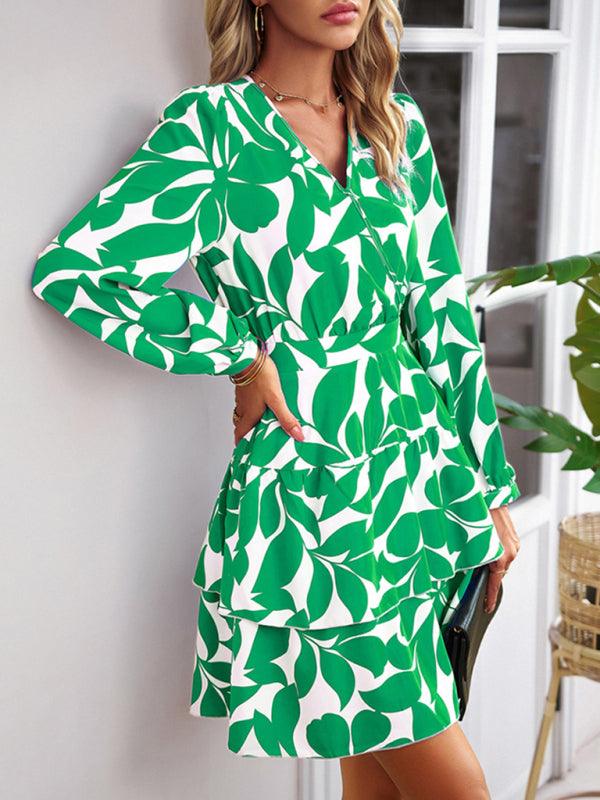 Mini Jurk met V-hals en Bloemenprint - Mini Dresses - Jurkjes.co