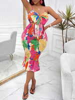 Mini Jurk met V-hals en Bloemenprint - Mini Dresses - Jurkjes.co