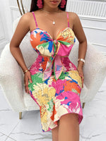 Mini Jurk met V-hals en Bloemenprint - Mini Dresses - Jurkjes.co