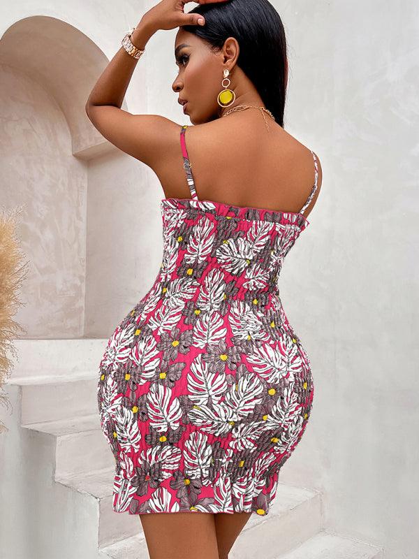 Mini Jurk met V-hals en Bloemenprint - Mini Dresses - Jurkjes.co