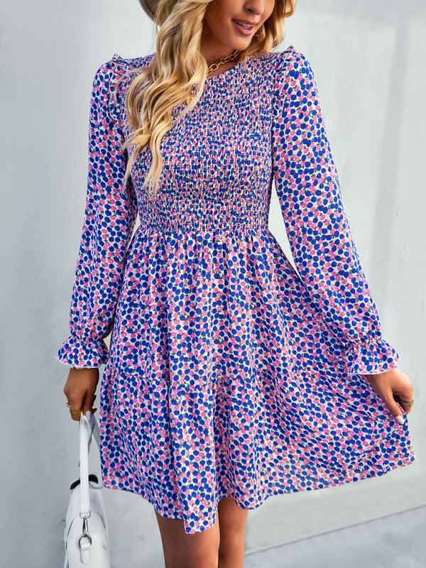 Mini Jurk met V-hals en Bloemenprint - Mini Dresses - Jurkjes.co