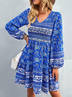 Mini Jurk met V-hals en Bloemenprint - mini] Dresses - Jurkjes.co