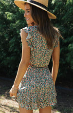 Mini Jurk met V-hals en Bloemenprint - Mini Dresses - Jurkjes.co