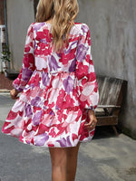 Mini Jurk met V-hals en Bloemenprint - Mini Dresses - Jurkjes.co