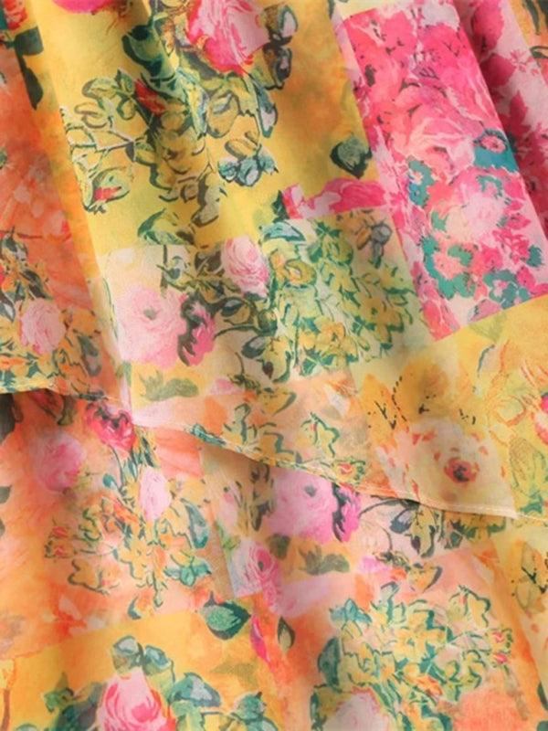 Mini Jurk met V-hals en Bloemenprint - Mini Dresses - Jurkjes.co