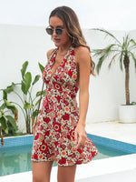 Mini Jurk met V-hals en Bloemenprint - Mini Dresses - Jurkjes.co