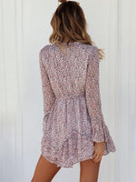 Mini Jurk met V-hals en Bloemenprint - Mini Dresses - Jurkjes.co