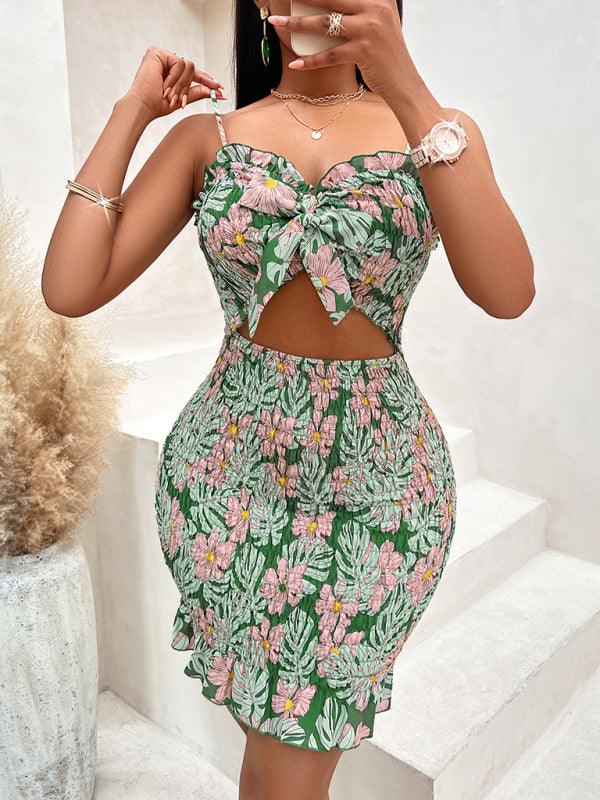 Mini Jurk met V-hals en Bloemenprint - Mini Dresses - Jurkjes.co