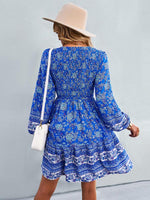 Mini Jurk met V-hals en Bloemenprint - mini] Dresses - Jurkjes.co