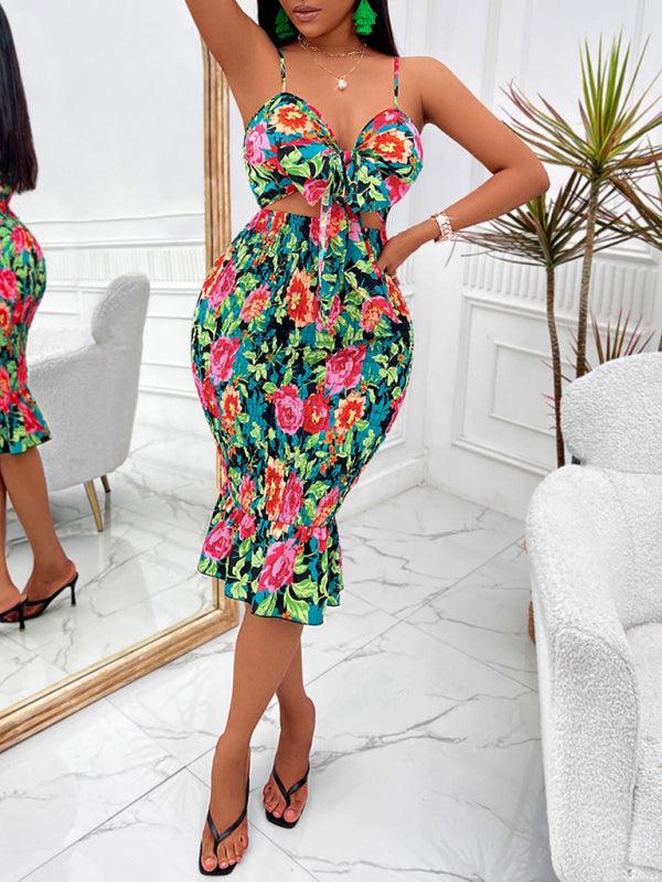 Mini Jurk met V-hals en Bloemenprint - Mini Dresses - Jurkjes.co