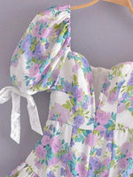 Mini Jurk met V-hals en Bloemenprint - Mini Dresses - Jurkjes.co