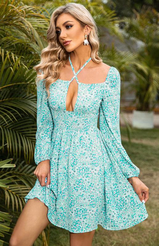 Mini Jurk met V-hals en Bloemenprint - Mini Dresses - Jurkjes.co