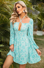 Mini Jurk met V-hals en Bloemenprint - Mini Dresses - Jurkjes.co