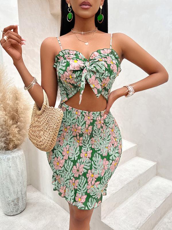 Mini Jurk met V-hals en Bloemenprint - Mini Dresses - Jurkjes.co