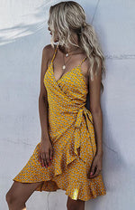 Mini Jurk met V-hals en Bloemenprint - Mini Dresses - Jurkjes.co