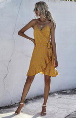 Mini Jurk met V-hals en Bloemenprint - Mini Dresses - Jurkjes.co