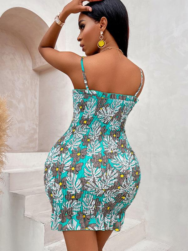 Mini Jurk met V-hals en Bloemenprint - Mini Dresses - Jurkjes.co