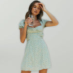 Mini Jurk met V-hals en Bloemenprint - Mini Dresses - Jurkjes.co