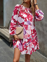 Mini Jurk met V-hals en Bloemenprint - Mini Dresses - Jurkjes.co