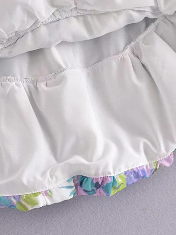 Mini Jurk met V-hals en Bloemenprint - Mini Dresses - Jurkjes.co