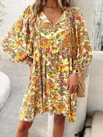 Mini Jurk met V-hals en Bloemenprint - Mini Dresses - Jurkjes.co