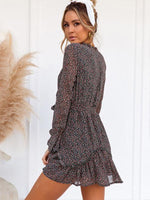 Mini Jurk met V-hals en Bloemenprint - Mini Dresses - Jurkjes.co