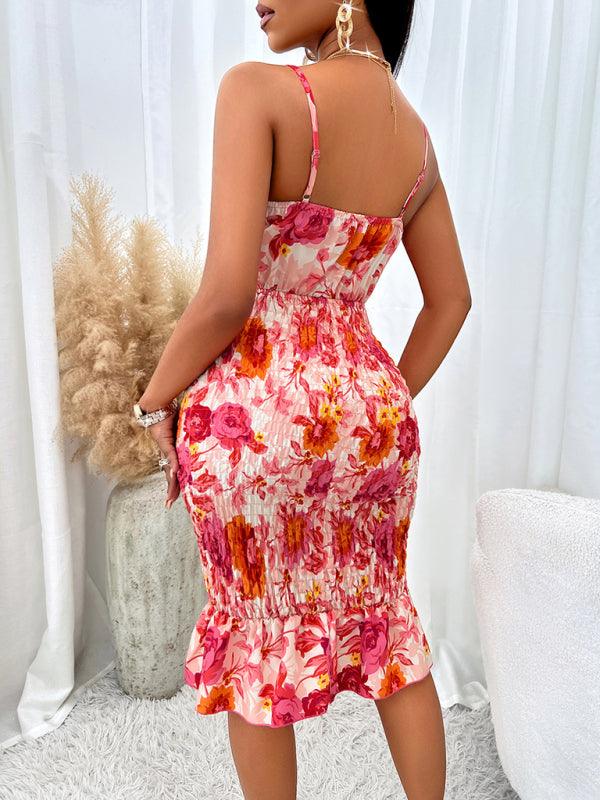 Mini Jurk met V-hals en Bloemenprint - Mini Dresses - Jurkjes.co