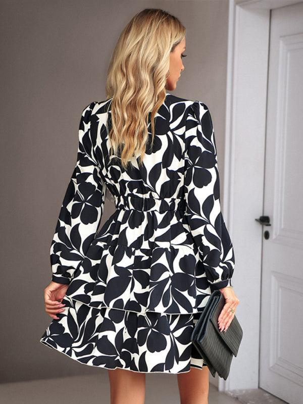 Mini Jurk met V-hals en Bloemenprint - Mini Dresses - Jurkjes.co