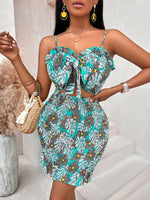 Mini Jurk met V-hals en Bloemenprint - Mini Dresses - Jurkjes.co