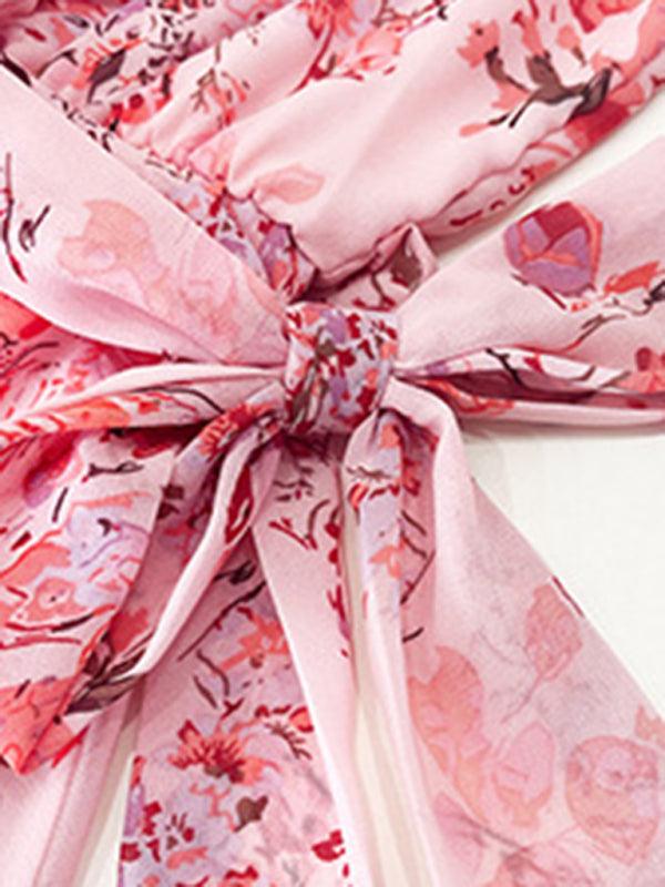 Mini Jurk met V-hals en Bloemenprint - Mini Dresses - Jurkjes.co