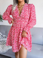 Mini Jurk met V-hals en Bloemenprint - Mini Dresses - Jurkjes.co