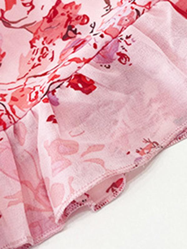 Mini Jurk met V-hals en Bloemenprint - Mini Dresses - Jurkjes.co