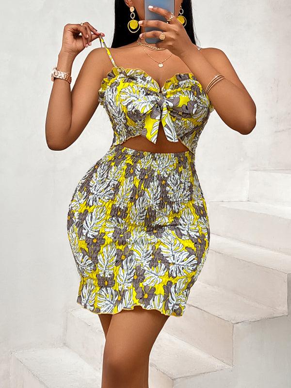 Mini Jurk met V-hals en Bloemenprint - Mini Dresses - Jurkjes.co