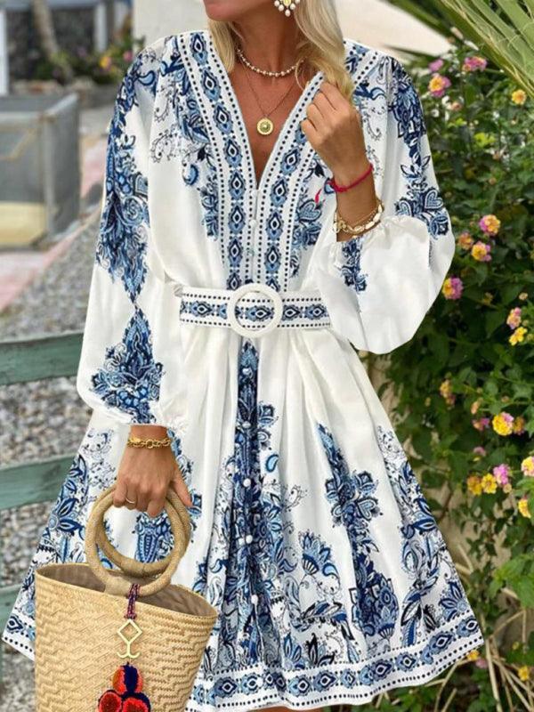 Mini Jurk met V-hals en Bohemian Print - Maxi Dresses - Jurkjes.co
