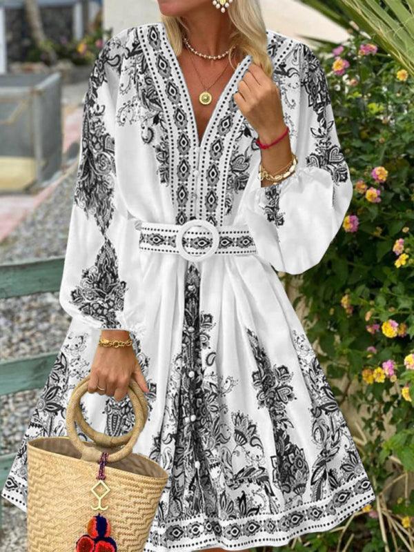 Mini Jurk met V-hals en Bohemian Print - Maxi Dresses - Jurkjes.co